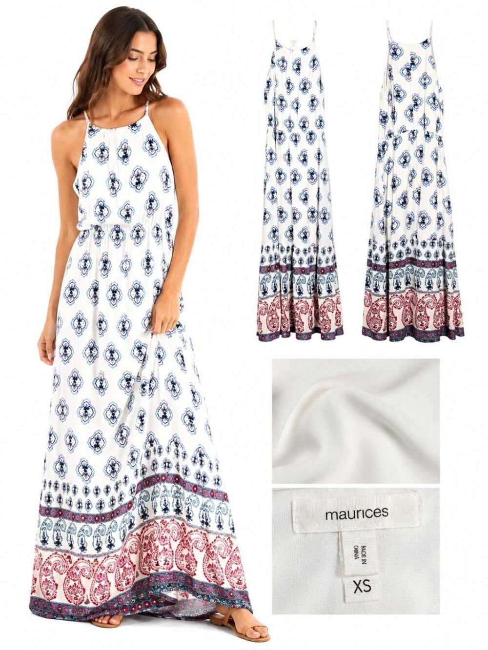 Maurices XS Boho Medallion Print Sleeveless Maxi Dress